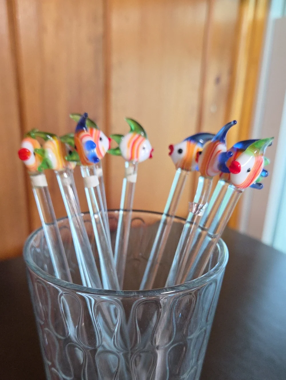 Glass Fish Drink Stirrers Set Of Ten